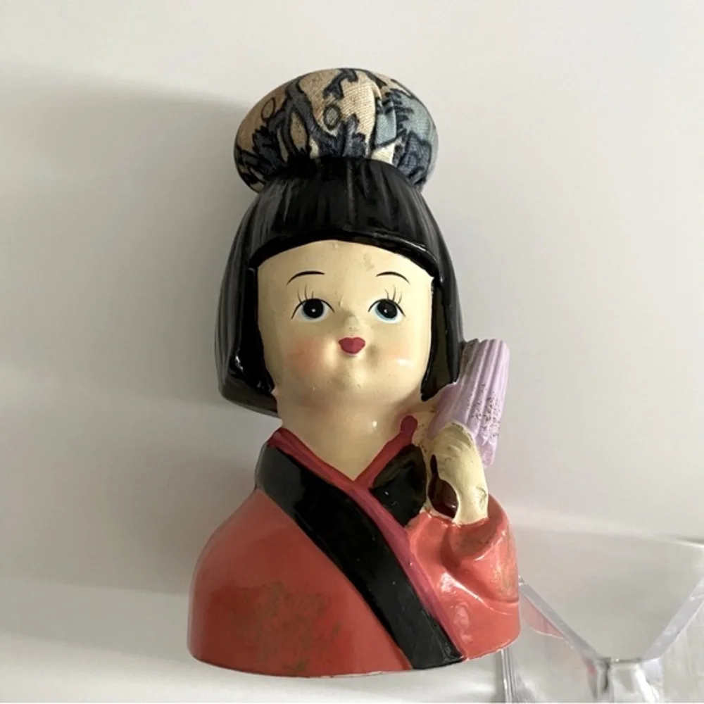 Westwood SF, Vintage Pincushion, Oriental Girl with Umbrella and Pincush…